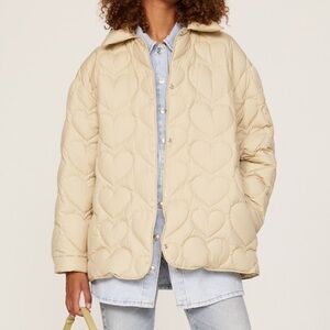 Sandro Gloriana Heart Quilted Jacket in Tan
